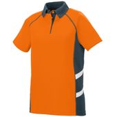 Womens, 2-Color, Vented, Wicking Polo Shirt POWER ORANGE/SLATE/WHITE Pocket