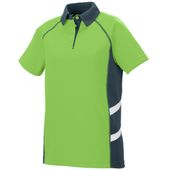 Womens, 2-Color, Vented, Wicking Polo Shirt LIME/SLATE/WHITE Pocket