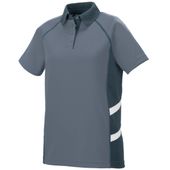 Womens, 2-Color, Vented, Wicking Polo Shirt GRAPHITE/SLATE/WHITE Pocket