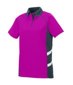 Womens, 2-Color, Vented, Wicking Polo Shirt POWER PINK/SLATE/WHITE Pocket