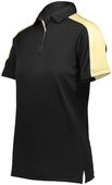 Augusta Ladies Bi-Color Vital Polo 5029 BLACK/VEGAS GOLD Pocket