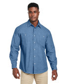 Harriton Men's Denim Shirt-Jacket M540 LIGHT DENIM Pocket