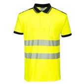 Portwest Pw3 Hi-Vis Polo Shirt S/S T180 YELLOW/BLACK Pocket
