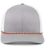 Pacific Headwear Trucker Snapback Braid Cap 104BR RED/HEATHER GREY/WHITE Front