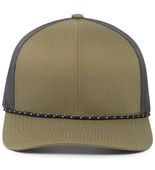 Pacific Headwear Trucker Snapback Braid Cap 104BR MOSS GREEN/LT CHARCOAL/MOSS GREEN Front