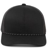 Pacific Headwear Trucker Snapback Braid Cap 104BR BLACK Front