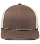 Pacific Headwear Trucker Snapback Braid Cap 104BR BROWN/KHAKI/BROWN Front