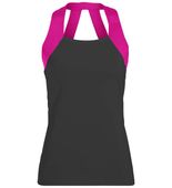 Augusta Ladies Jazzy Open Back Tank 1208 BLACK/POWER PINK Front