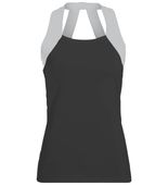Augusta Ladies Jazzy Open Back Tank 1208 BLACK/METALLIC SILVER Front