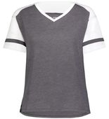 Augusta Ladies Fanatic 2.0 Tee 2914 CARBON HEATHER/WHITE Front