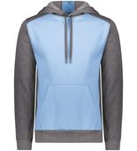 Augusta Adult Three-Season Fleece Pullover Hoodie 6865 COLUMBIA BLUE/CARBON HEATHER Front