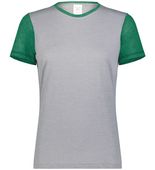 Augusta Ladies Gameday Vintage Ringer Tee 6878 GREY HEATHER/KELLY HEATHER Front