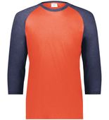 Augusta Gameday Vintage 3/4 Tee 6879 ORANGE HEATHER/NAVY HEATHER Front