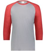 Augusta Gameday Vintage 3/4 Tee 6879 GREY HEATHER/SCARLET HEATHER Front