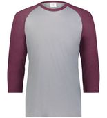 Augusta Gameday Vintage 3/4 Tee 6879 GREY HEATHER/MAROON HEATHER Front