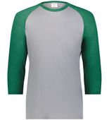 Augusta Gameday Vintage 3/4 Tee 6879 GREY HEATHER/KELLY HEATHER Front