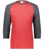 Augusta Youth Gameday Vintage 3/4 Tee 6880 SCARLET HEATHER/CARBON HEATHER Front