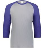 Augusta Youth Gameday Vintage 3/4 Tee 6880 GREY HEATHER/PURPLE HEATHER Front