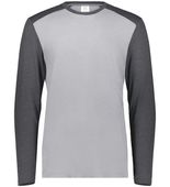 Augusta Gameday Vintage Long Sleeve Tee 6881 GREY HEATHER/CARBON HEATHER Front