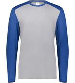 Augusta Youth Gameday Vintage Long Sleeve Tee 6882 GREY HEATHER/ROYAL HEATHER Front