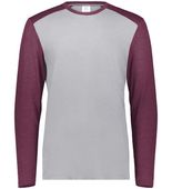 Augusta Youth Gameday Vintage Long Sleeve Tee 6882 GREY HEATHER/MAROON HEATHER Front