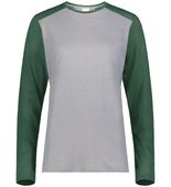 Augusta Ladies Gameday Vintage Long Sleeve Tee 6883 GREY HEATHER/DARK GREEN HEATHER Front