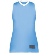 Augusta Ladies Match-Up Basketball Jersey 6888 COLUMBIA BLUE/WHITE Front