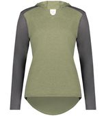 Augusta Ladies Gameday Vintage Hoodie 6902 OLIVE HEATHER/CARBON HEATHER Front