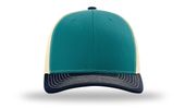 Richardson 112 Twill Mesh Snapback Trucker Caps BLUE TEAL/BIRCH/NAVY Front