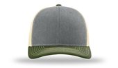 Richardson 112 Twill Mesh Snapback Trucker Caps HEATHER GREY/BIRCH/ARMY OLIVE Front