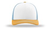 Richardson 112 Twill Mesh Snapback Trucker Caps WHITE/COLUMBIA BLUE/YELLOW Front