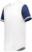 Augusta Cutter+ Full Button Baseball Jersey 6909 WHITE/NAVY Pocket