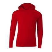 A4 Youth Long Sleeve Hooded Tee Nb3409 SCARLET Front