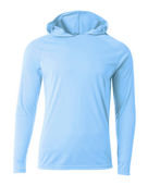 A4 Youth Long Sleeve Hooded Tee Nb3409 SKY BLUE Front