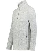 Holloway Ladies Alpine Sweater Fleece 1/4 Zip Pullover 223740 SILVER HEATHER Pocket