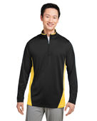 Harriton Men's Flash Snag Protection Plus Il Colorblock Quarter-Zip M786 BLACK/ SUNRY YLW Pocket