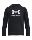 Under Armour Boys' Rival Fleece Big Logo Hoodie 1379791 001 - BLACK/WHITE Front