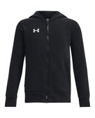 Under Armour Boys' Rival Fleece Full-Zip Hoodie 1379794 001 - BLACK/WHITE Front