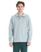 Comfortwash By Hanes Unisex Garment Dye Polo Collar Sweatshirt GDH490 SOOTHING BLUE Pocket