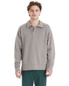Comfortwash By Hanes Unisex Garment Dye Polo Collar Sweatshirt GDH490 CONCRETE GRAY Pocket