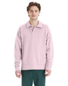 Comfortwash By Hanes Unisex Garment Dye Polo Collar Sweatshirt GDH490 COTTON CANDY Pocket