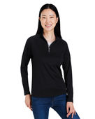 Core365 Ladies' Origin Performance Pique Quarter-Zip Jacket CE418W BLACK/ CARBON Pocket