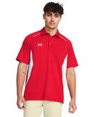 Under Armour Men's Title Polo 1383263 600 - RED/WHITE Pocket
