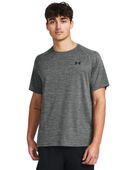 Under Armour Men's Tech Textured Short Sleeve Shirt 1382796 025 - CASTLEROCK/BLACK Front