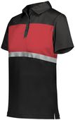 Womens 3-Button, 50+UPF Polo Shirt (Black,Carbon,Cardinal,Sky,Forest,Kelly,Maroon,Navy,White) BLACK/SCARLET Pocket