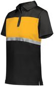 Womens 3-Button, 50+UPF Polo Shirt (Black,Carbon,Cardinal,Sky,Forest,Kelly,Maroon,Navy,White) BLACK/GOLD Pocket