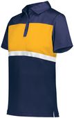 Womens 3-Button, 50+UPF Polo Shirt (Black,Carbon,Cardinal,Sky,Forest,Kelly,Maroon,Navy,White) NAVY/GOLD Pocket
