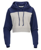 Boxercraft Women's Fleece Cropped Hoodie BW5404 NAVY OXFORD HTH Front