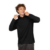 Zorrel Brooklyn Mens Long Sleeve Interlock Hooded T-Shirt Z4565 BLACK Front