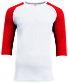 A4 Softek 3/4 Sleeve Raglan N3514 WHITE SCARLET Front
